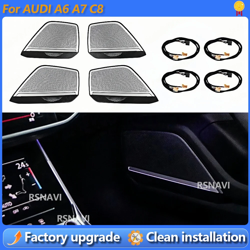 

Original 30 Colours Car LED Speaker Cover Door Audio Decorative Lamp Ambient Light For Audi A6 A7 C8 Door Car Horn Trim Panel