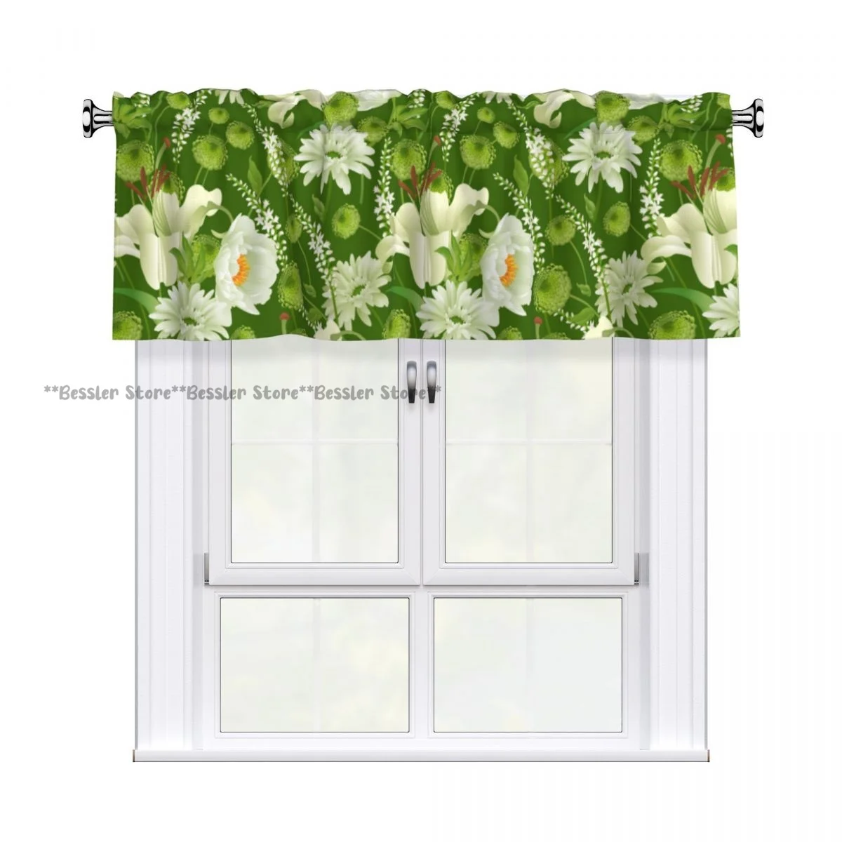 Short Curtain Valance For Kitchen Cafe Barrier Peonies Asters Herbs Small Half Curtain