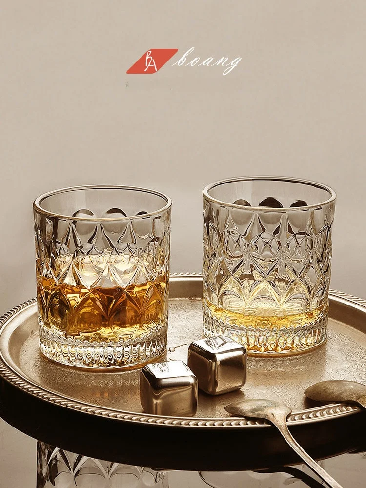 Vintage Crystal Whiskey Glasses Set Creative Octagonal International Liquor Cups Home Bar Use Glassware Set Pure Color Europe...