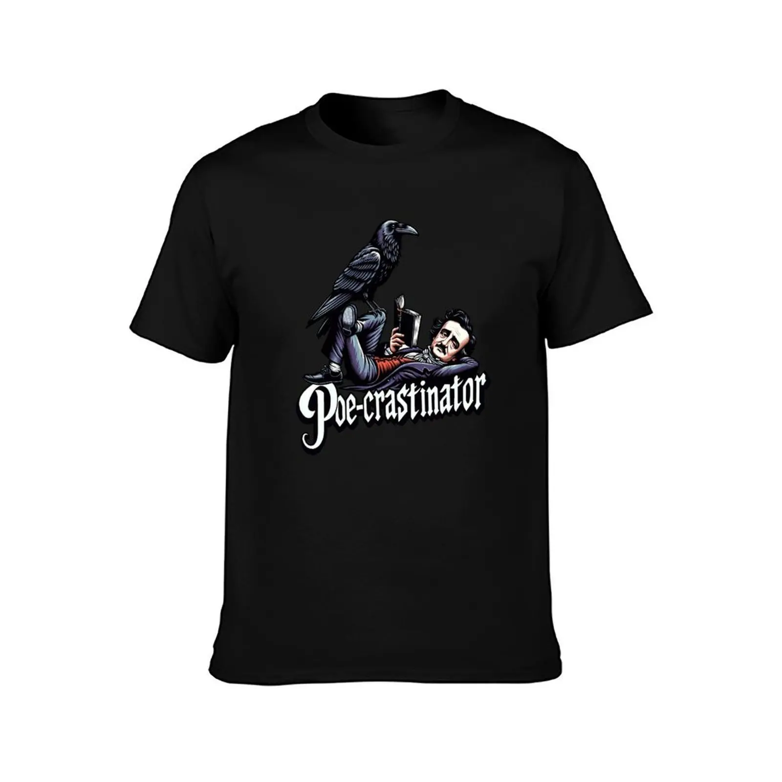 Edgar Allan Poe Funny Poe-crastinator T-Shirt, Summer Casual Cotton Tee, Oversized Streetwear Tops, Vintage Graphic Print