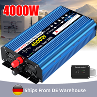 Pure Sine Wave Inverter DC 12V 24V to AC 230V 50HZ EU USB socket 4000W LED Voltmeter Converter Transformer