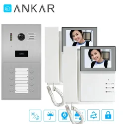 Ankartech RFID 4 와이어 Citofono 자동 도어맨 전화, 핸드셋 포함, 방수 야외 스테이션, 이름 배지 포함, 두 집