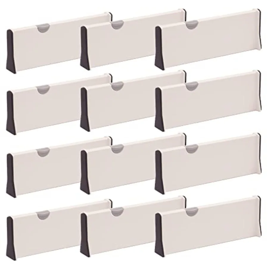 

12 Pack Adjustable Dresser Drawer Dividers Organizers, Plastic Expandable Drawer Organization Separators for Kitchen, Bedroom,