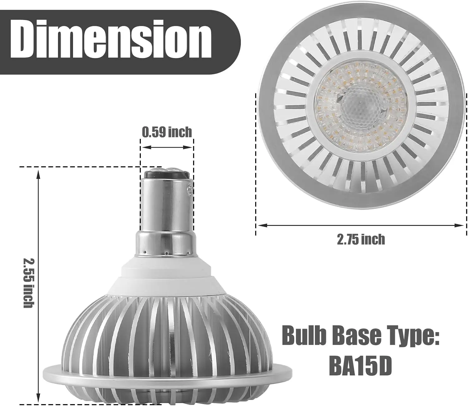 AR70 LED Light Bulb BA15D B15 Base, AC/DC12V Input, 7W 500lm for Home Household Commercial Lighting,50W Halogen Lamp Replacement