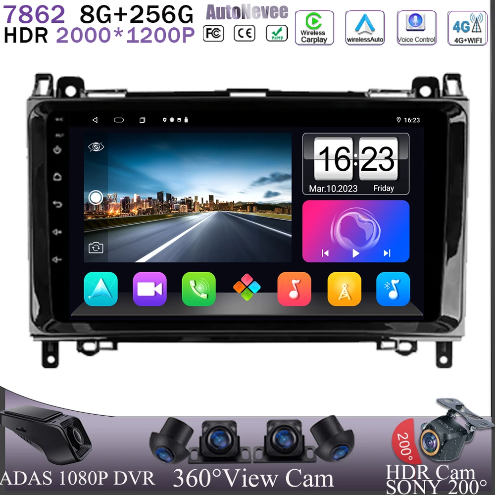 

Android 13 Car Radio For Mercedes Benz B200 Sprinter W906 W639 AB Class W169 W245 Viano Vito Multimedia Player Stereo DSP 5G