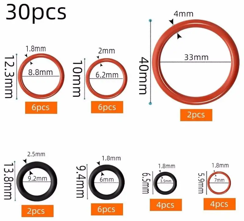 30PCS Silicone O-Ri…