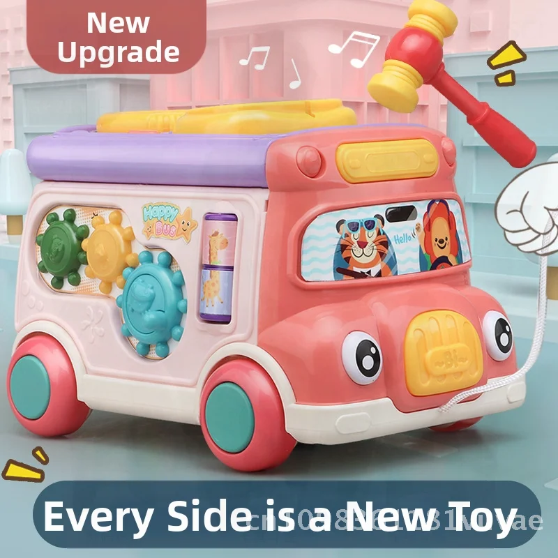 Giocattolo per criceti con puzzle per autobus intelligente - Strumento musicale per bambini Macchina per la storia del corno musicale con rotazione dell'attrezzatura per l'educazione precoce per età 4-6