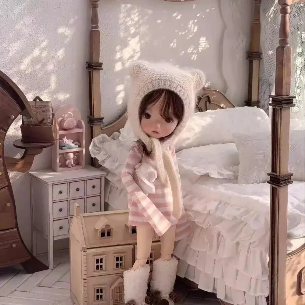 Weibliche Puppenkleidung, bedruckte BJD-Kniestrümpfe, gestrickter gestreifter Pullover, Modell für Azone Ob22/24 Blythe Actionfigur-Körper – Detail 6