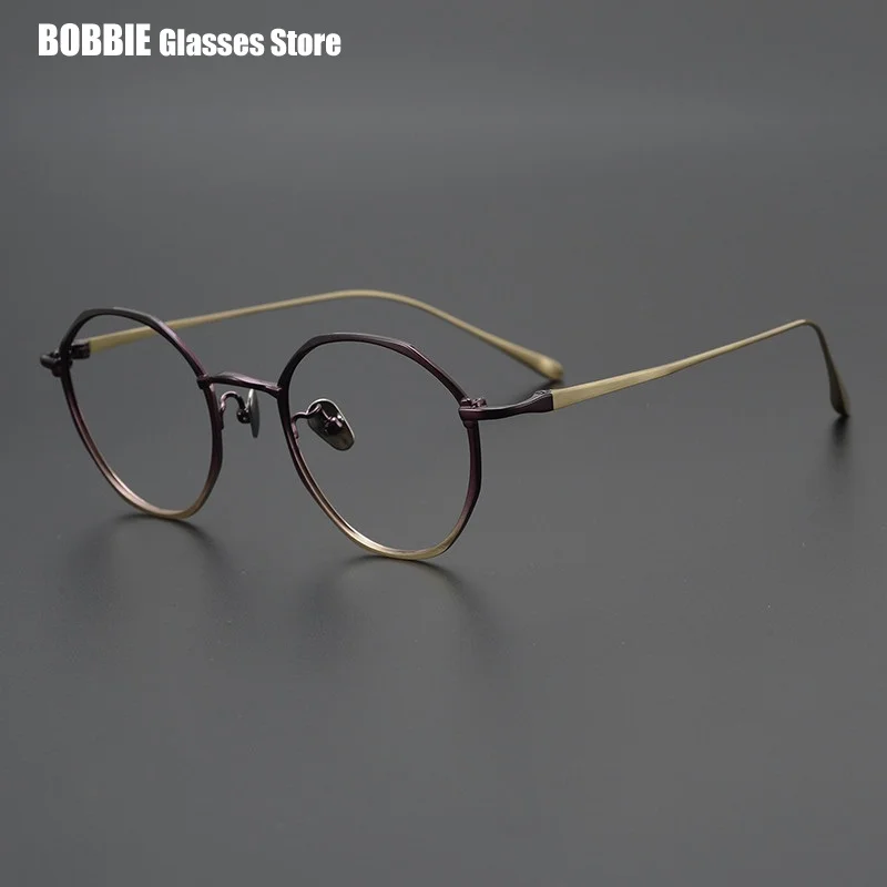 2025 Japanese Brand Ultralight Titanium Comfort Round Glasses Frame Men Gradient Multicolor  Eyeglasses Women Eyewear Spectacles