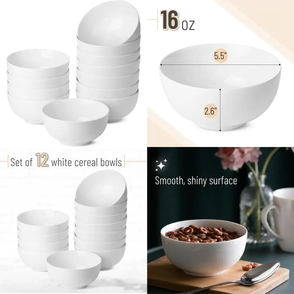 

btat- white soup bowls set of 12, 16 ounces, porcelain dishes for soup, rice, salad, noodle, microwave, oven, freezer & dishwas