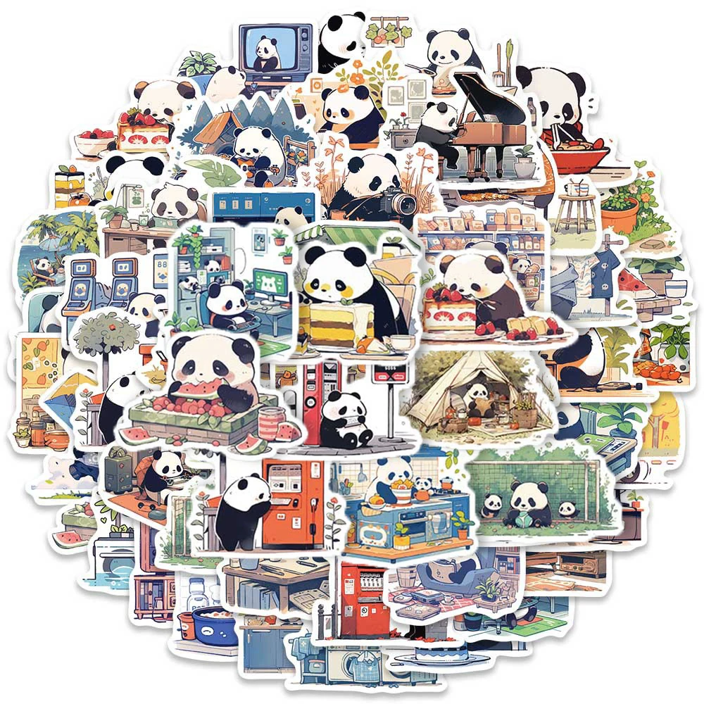 10/50Pcs Cartoon Cute Panda Varied Stickers Pack for Kids Travel Luggage Scrapbooking Phone Laptop Decoration Graffiti Decals