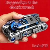 16-in-1 Socket Wrench Set, Non-Slip Rotating Head. Durable Stainless Steel for Home & Car Repairs. Easy & Universal Tool.