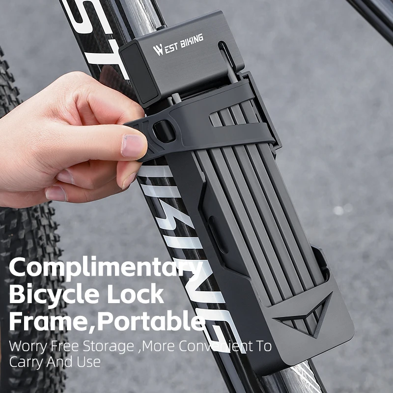 WEST BIKING Foldable Bike Lock 3 Key Strong Security Anti-theft Bicycle Lock Heavy Duty Chain Cable Padlock Motorcycle Lock