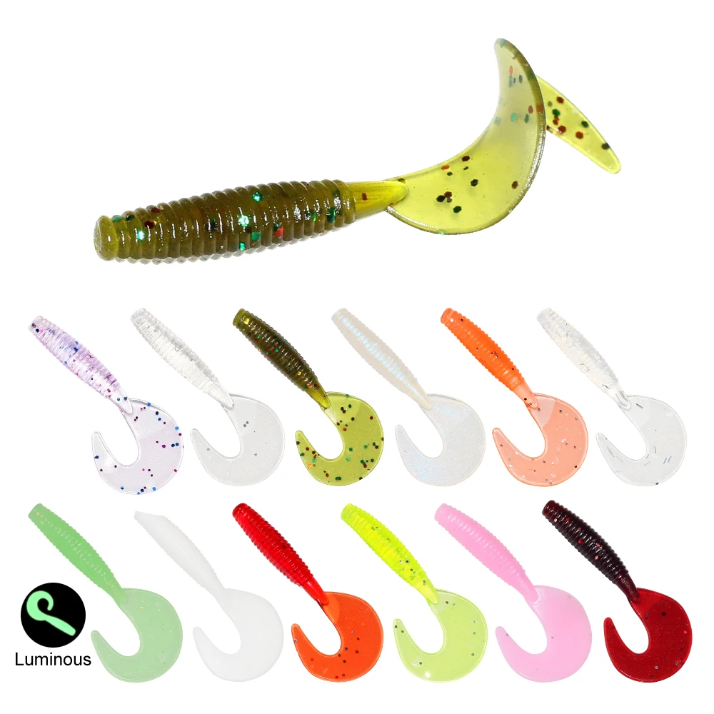 120Pcs New Soft Bait 4cm0.4g Fishing Lures Plastic Silicone Worm Moggot Grub Lure Saltwater Wobblers Carp Swimbait for Pike Tool