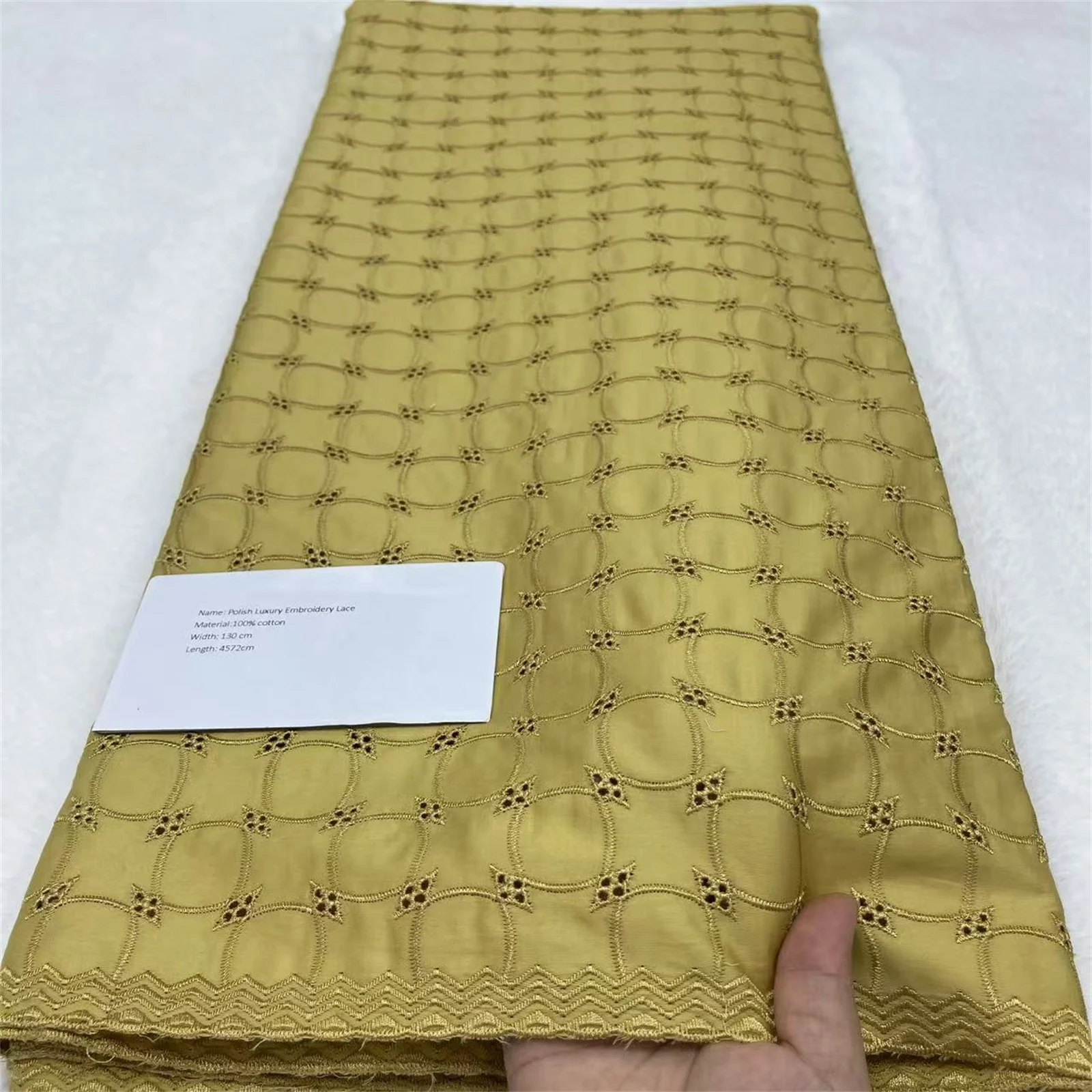 2025 Nigerian Polish Lace Material For Men Cloth African Soft 100% Cotton Lace Fabric High Quality Material for Man Suit fabric