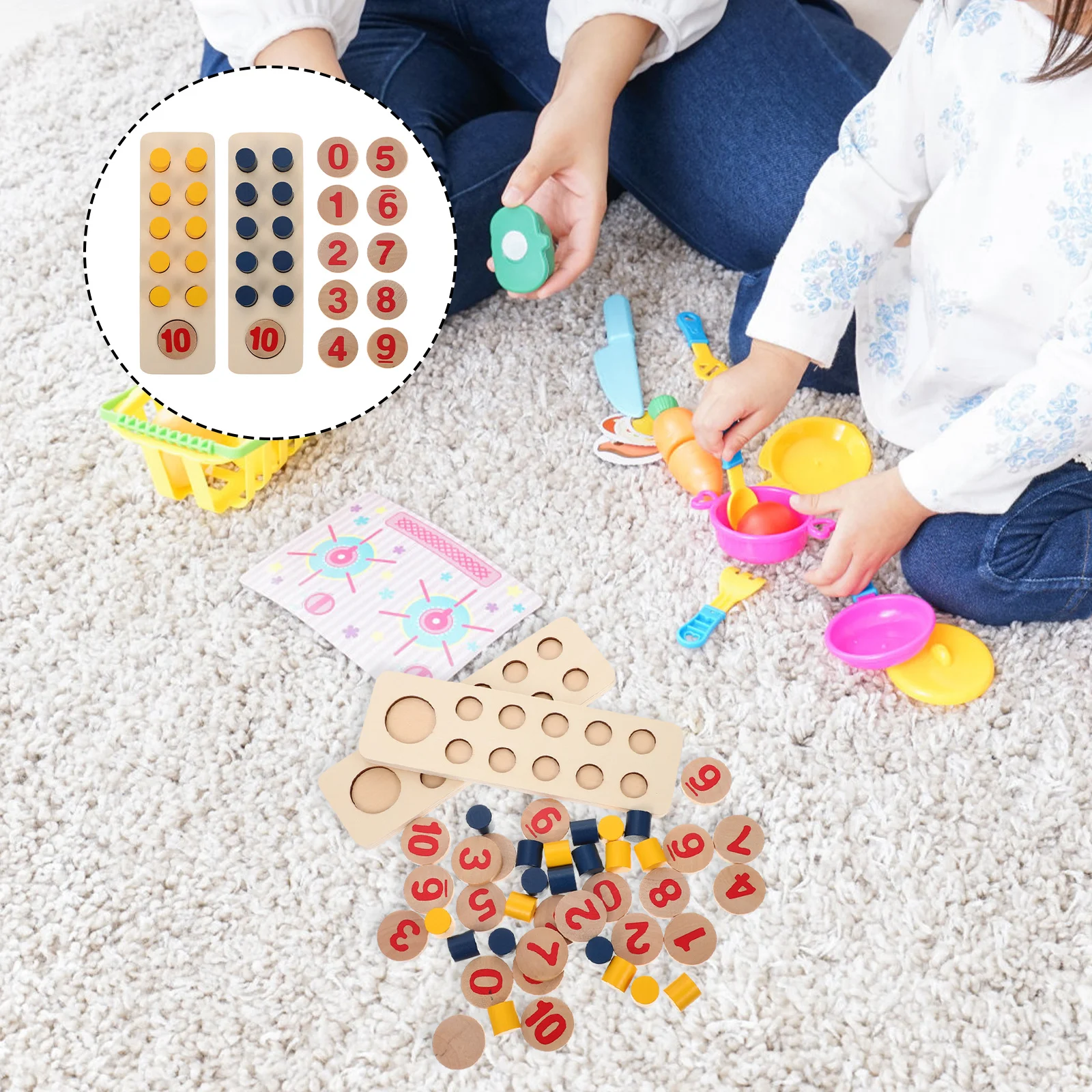 Profesjonalny drewniany zestaw do nauki liczenia, edukacyjny, do użytku w klasie, wspomagający wczesną naukę matematyki.