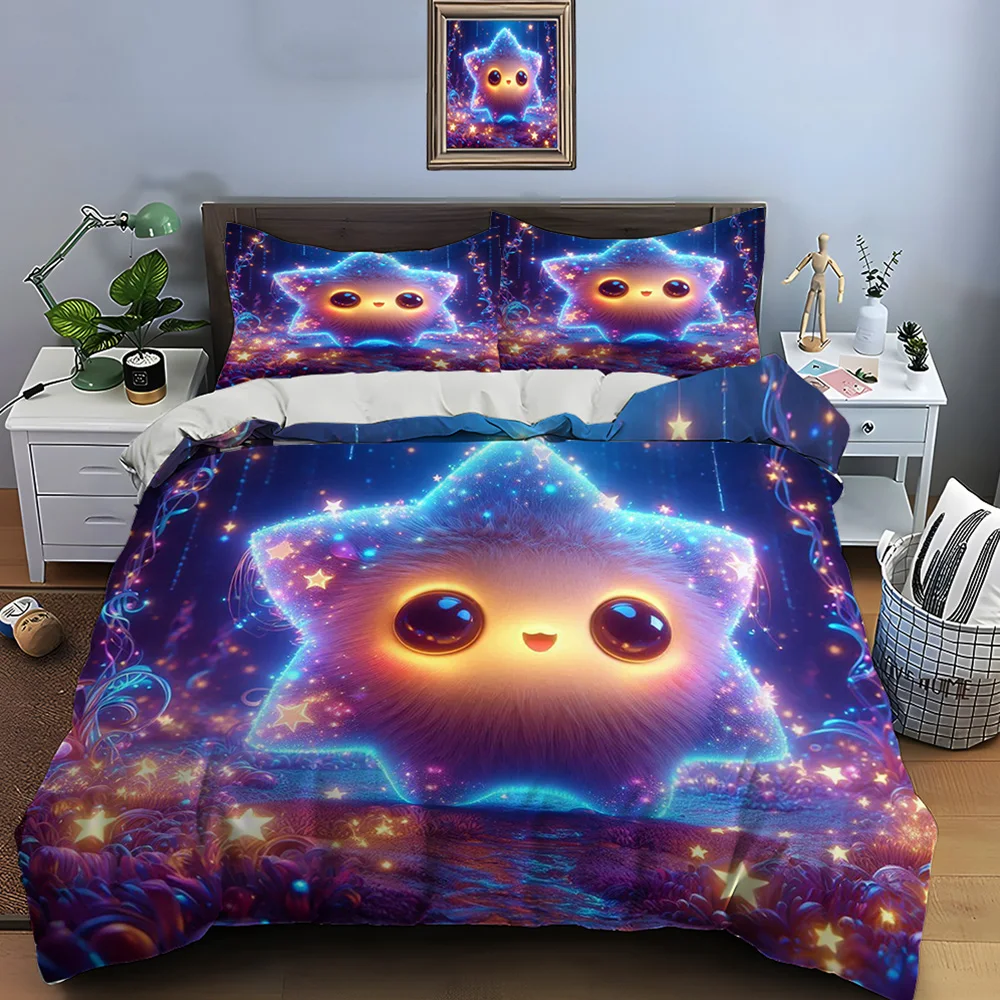 

Cute Cartoon Stars Print Bedding Set Duvet Cover 1 Duvet Cover 2 Pillowcases Adult and Kids Bedding Set Luxury Children's Gifts