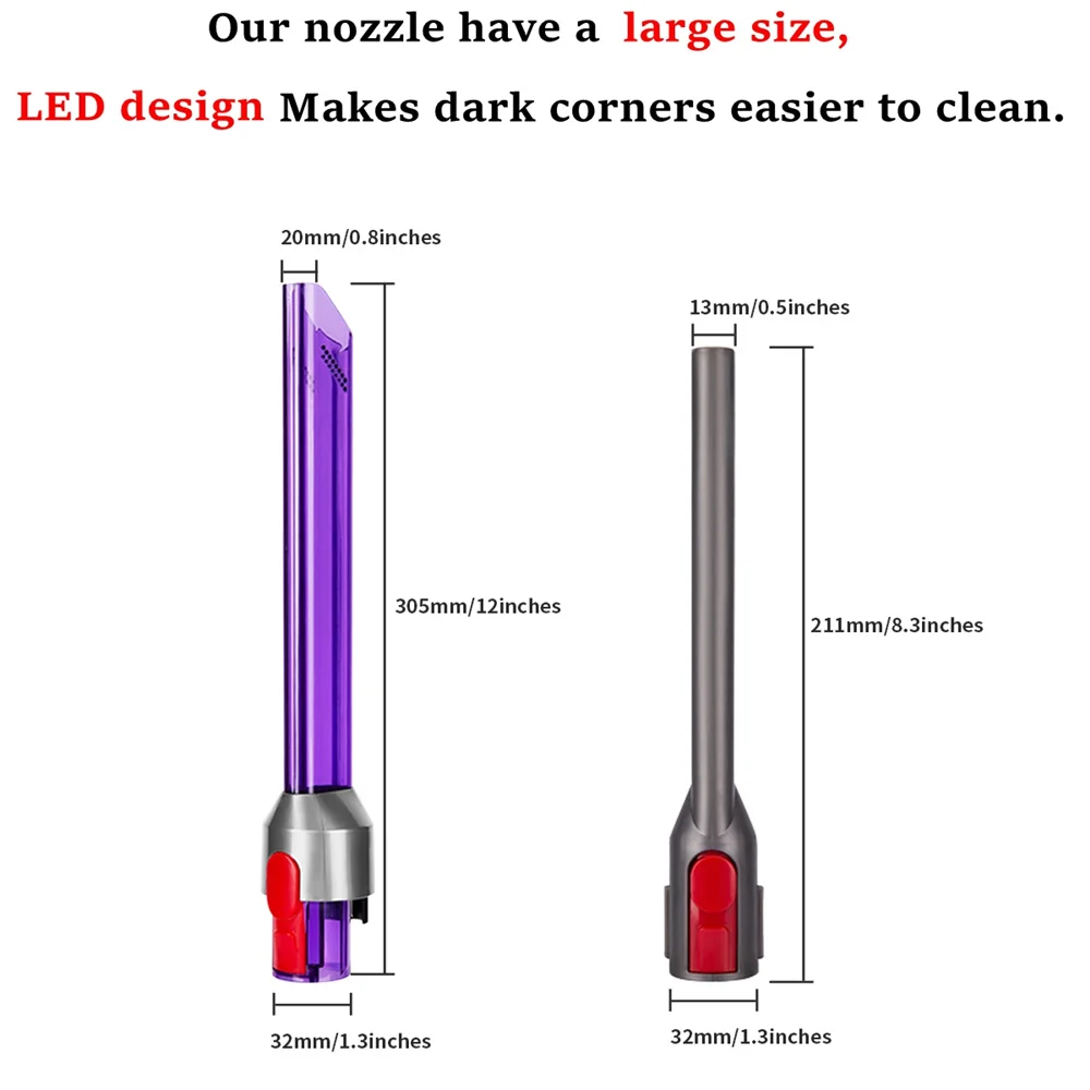 Led Licht Pijp Spleet Nozzle Tool Accessoire Vervanging Voor Dyson V7 V8 V10 V11 Snoerloze Stofzuiger Onderdelen Schoon ruimte