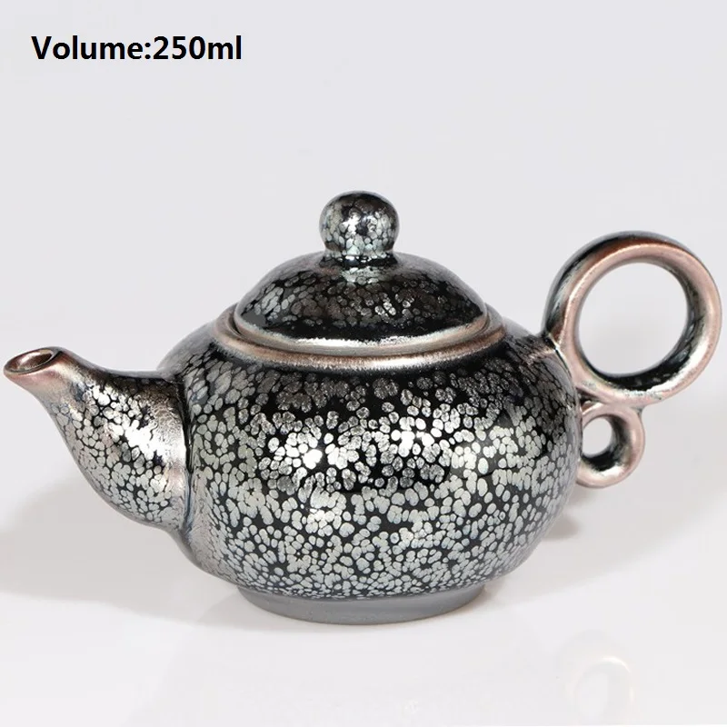 JZ242 Tenmoku Teapot Oilspot 250ml Porcelain Pot Ceramic Tea Pot China Traditional Culture Heritage Fired in Kiln Gift/JIANZHAN