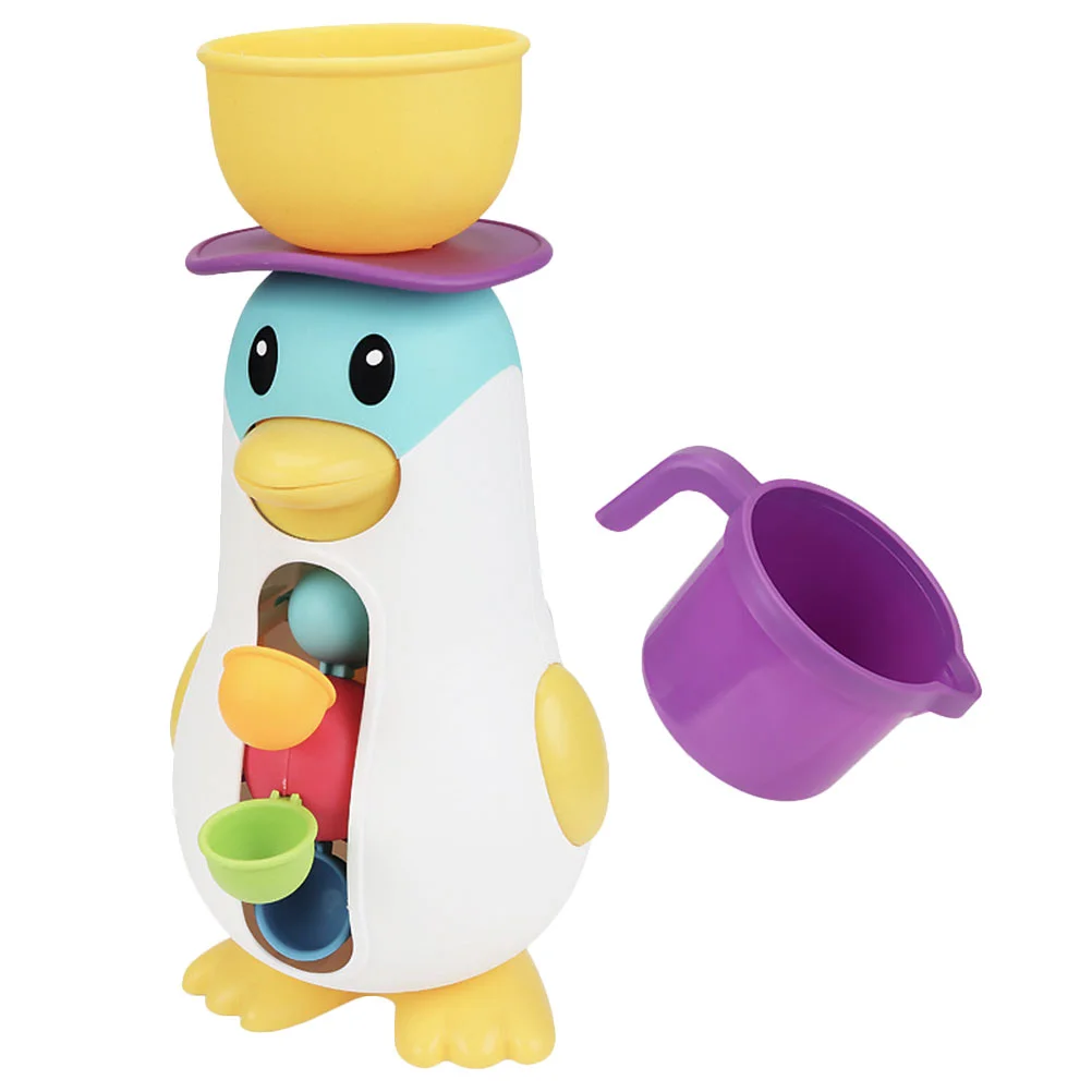 Colorful Water Cups Penguin Windmill Toy Baby Tub Kids Playing Toys Bath Infant Bathing