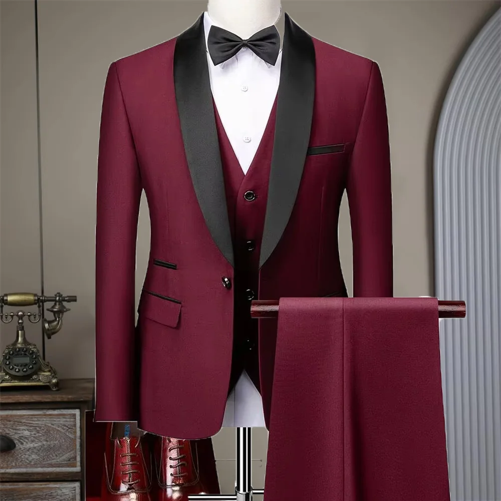 

Suit (Blazer+ Vest + Pants) Men's Business Gentleman Fashion Slim Work Solid Color Plus Size Fair Dress Wedding Best Man Suits