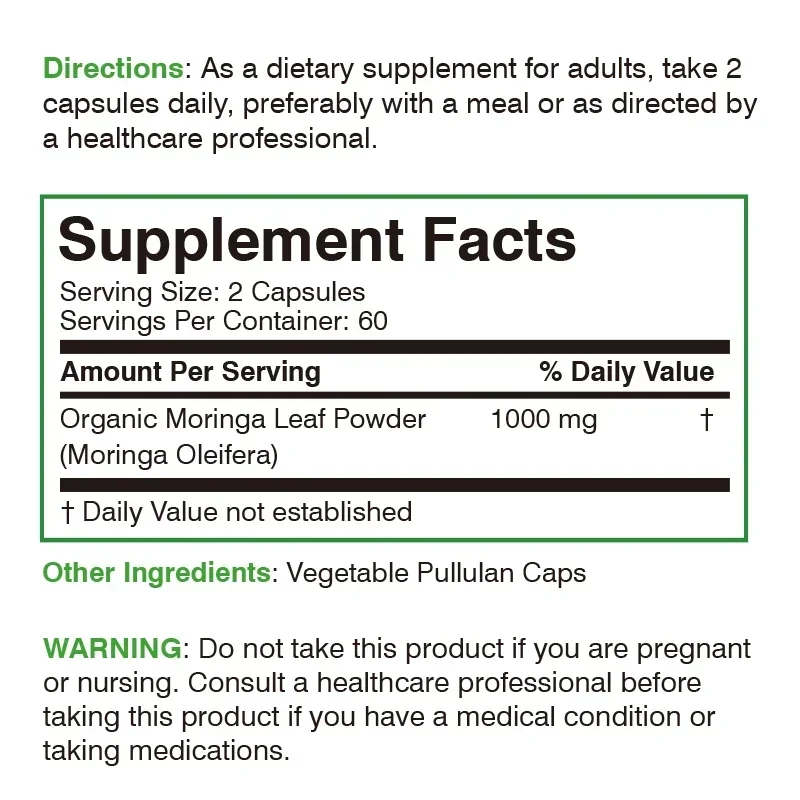 Moringa Capsules - Improves Immunity, Promotes Energy Production, Metabolism, Healthy Joints, Support Healthy Energy Levels