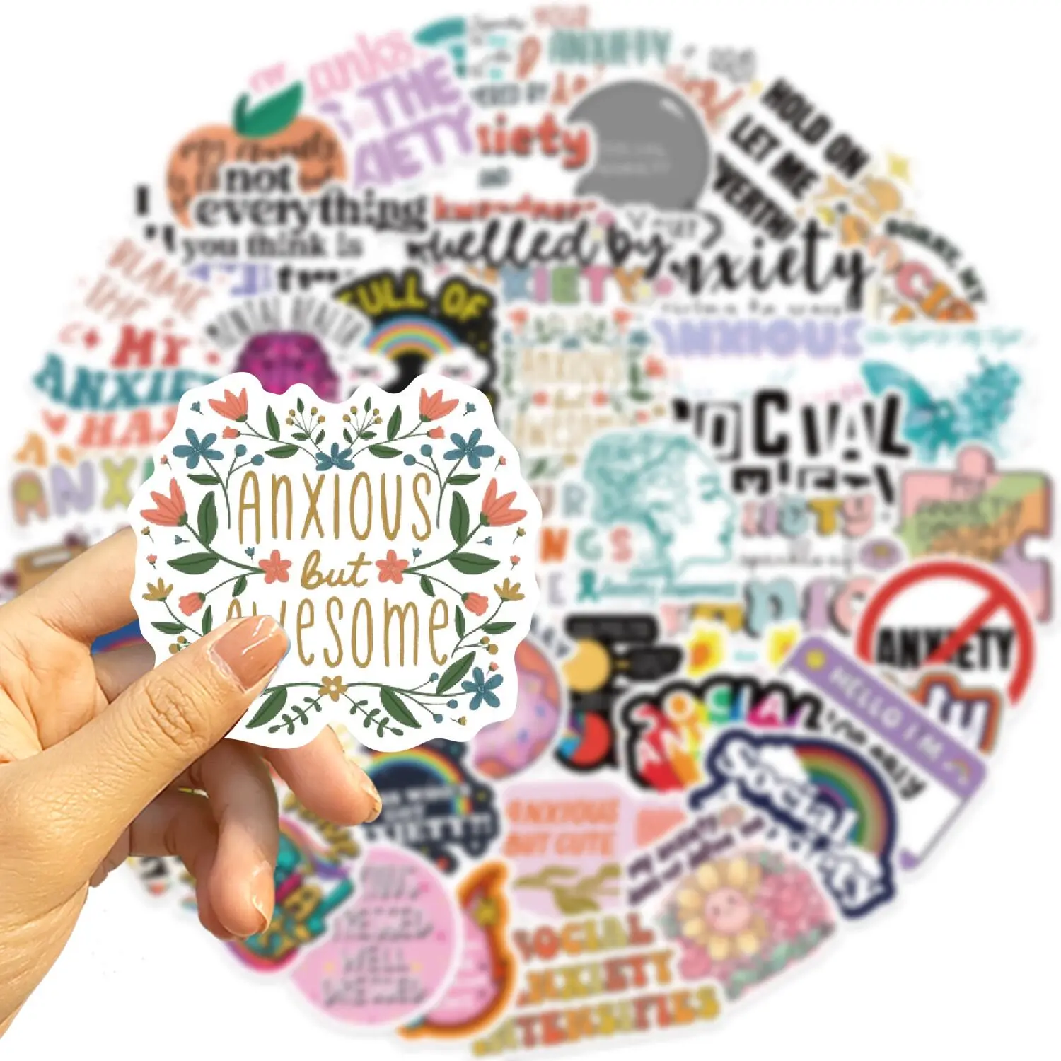 10/50PCS Cute Social Anxiety Sensory Mental Health Graffiti Stickers DIY Water Bottle Laptop Luggage Skateboard Fridge Sticker