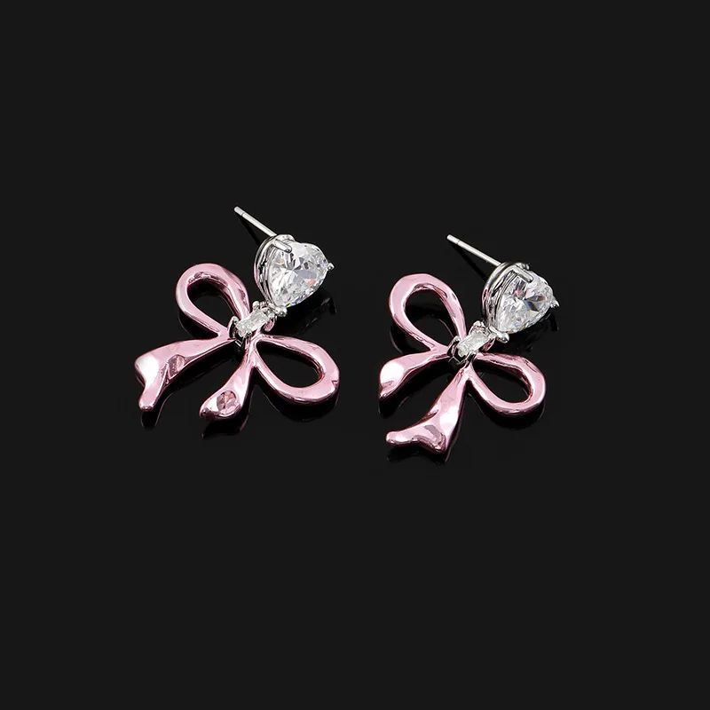 New Women\'s Dopamine Pink Bow Mosquito Incense Plate Ear Clip No Ear Hole Academy Style Love Earnail Jewelry Gift
