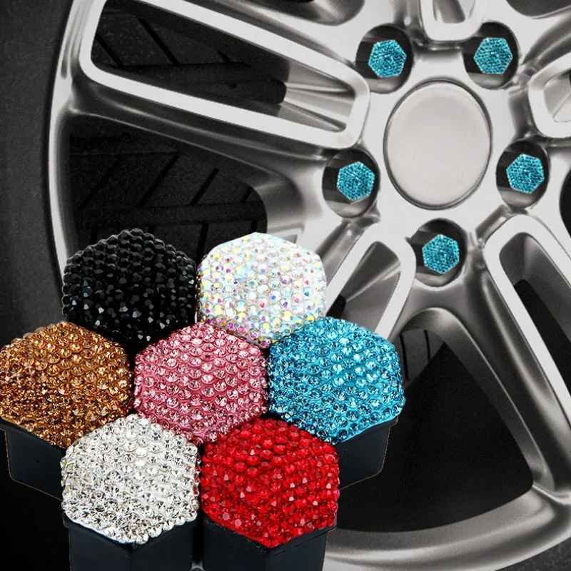 

20Pcs 17mm Car Wheel Nut Caps Protection With diamonds Covers Caps Anti-Rust Auto Hub Screw Cover Car Tyre Nut Bolt