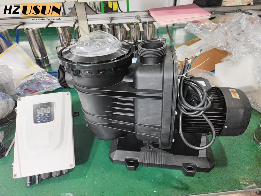 HZUSUN 1200W Dual Power Supply Solar Pool Pump 2.5'' Diameter High Volume up to 136 GPM for House Garden above Ground Pool