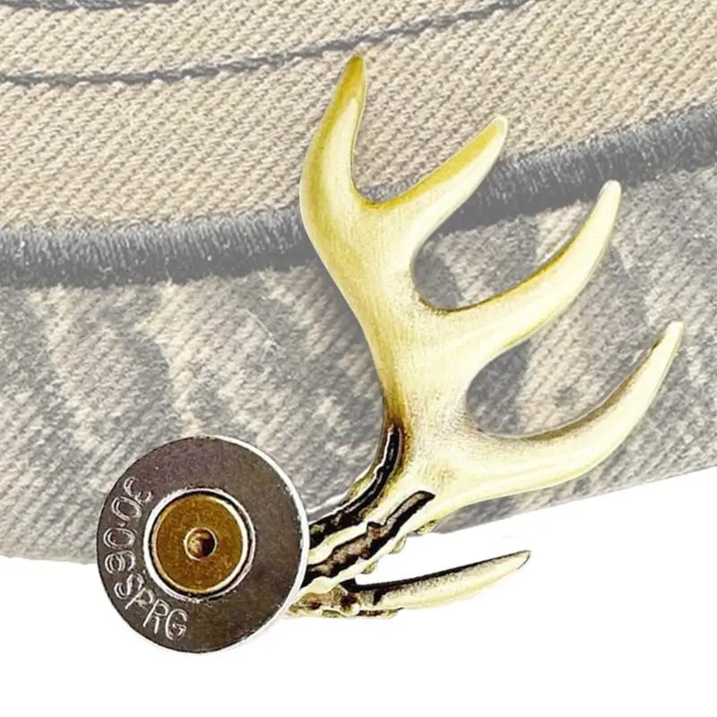 Hat Clips for Brim Brass Antler Hat Clip Metal Brim Clip for Outdoorsman Good Luck Charm Brass Hat Clip Hunting Accessories Gift