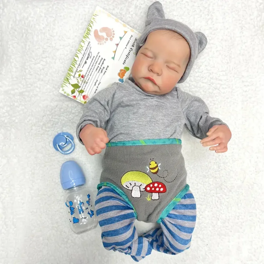 1 PC 16 Inch Levi Boy Reborn Baby Dolls Realistic Silicone Doll Hair-painted Hair Newborn Doll Toy with Outfits