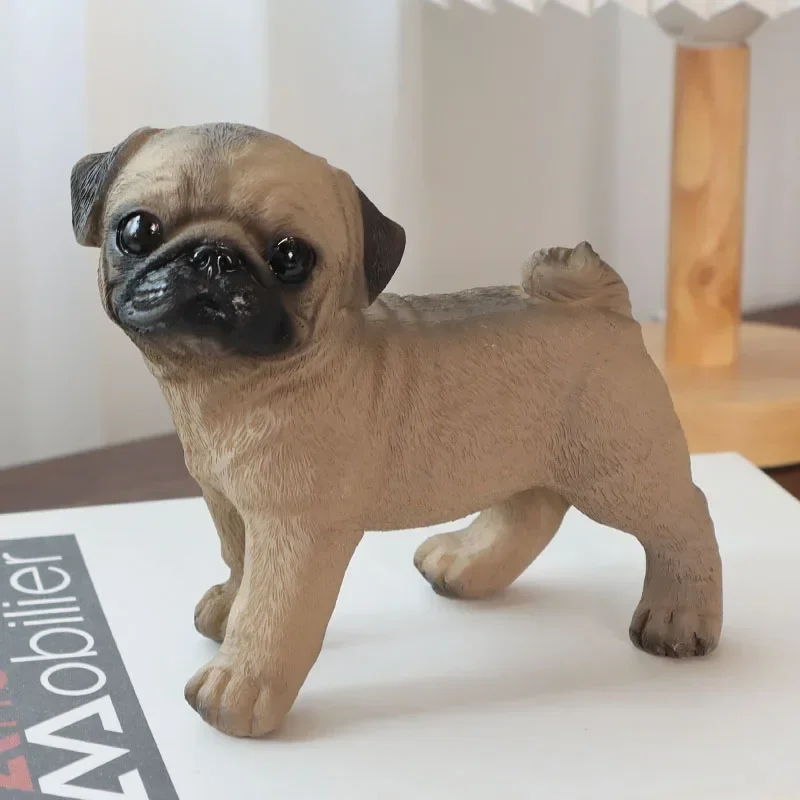 

Cute Pug Resin Statue Craft Puppy Sculpture Ornaments Room Decor Simulation Dog Model Figurine Home Decoration Accessories Gifts