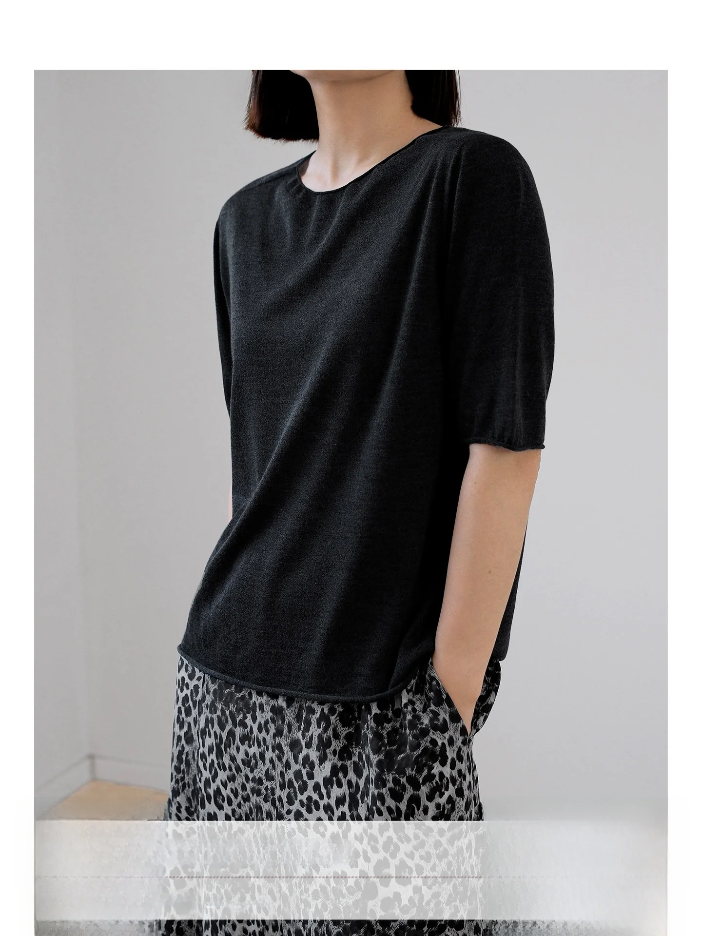 

Sansan De Jiu Camere Шелковый вязаный круглый свитер Ne ort Sve Sl Roll up Cuff Высококачественный женский топ Faion