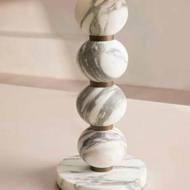 100% Natural Marble Table Lamp, French Wabi Sabi Style for Villas, Bedroom