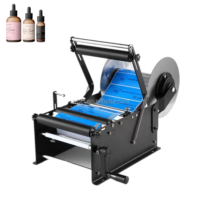 2025 160 mm de ancho de mesa operado a mano botella redonda etiquetadora manual de pegatinas