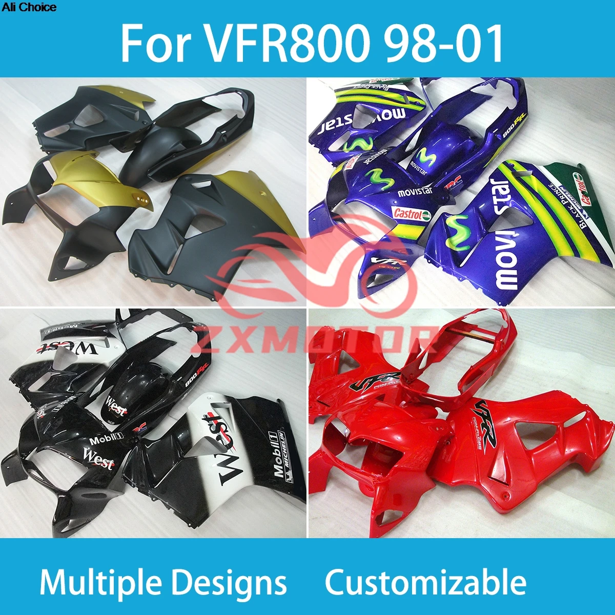 

Motorcycle Fairings for Honda VFR800 1998 1999 2000 2001 Customized ABS Fairing Kit VFR800 98 99 20 21