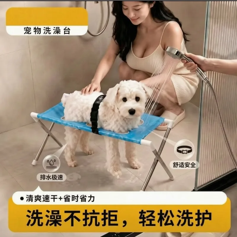 Foldable Pet Care Table, Non-slip Cat Dog Handling Station with Fixing Arm