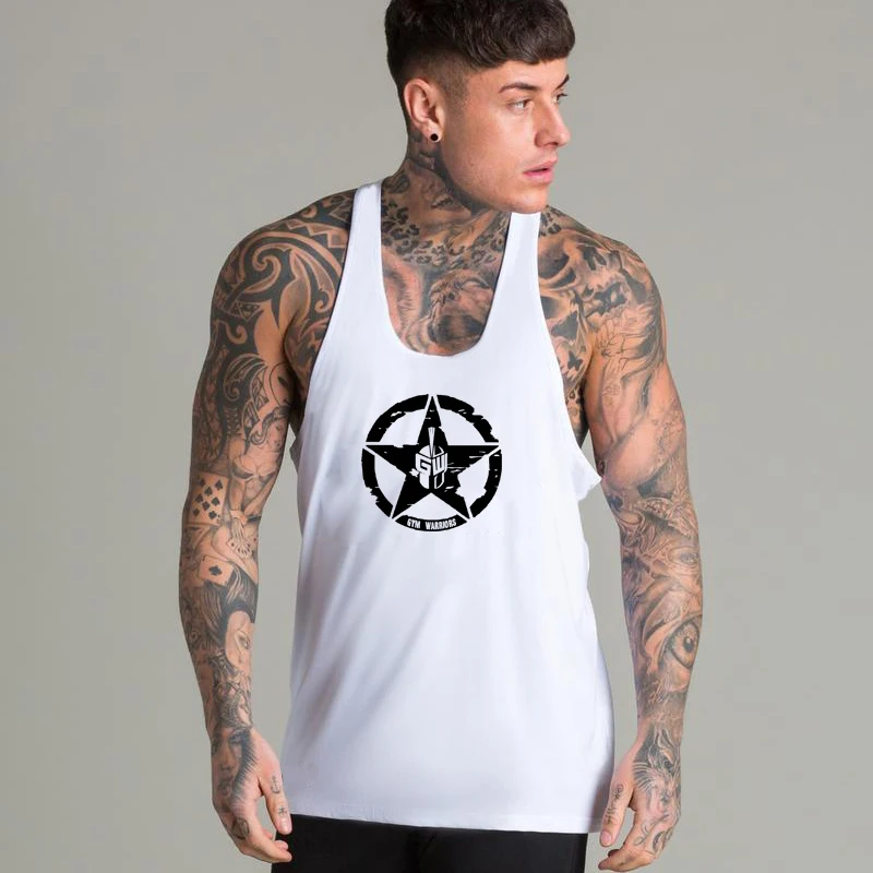 Summer Men Muscle Exercise Singlets Gym Workout Cotton Moisture Absorption Sleeveless Shirt Bodybuilding Clothing Fitness  Tops