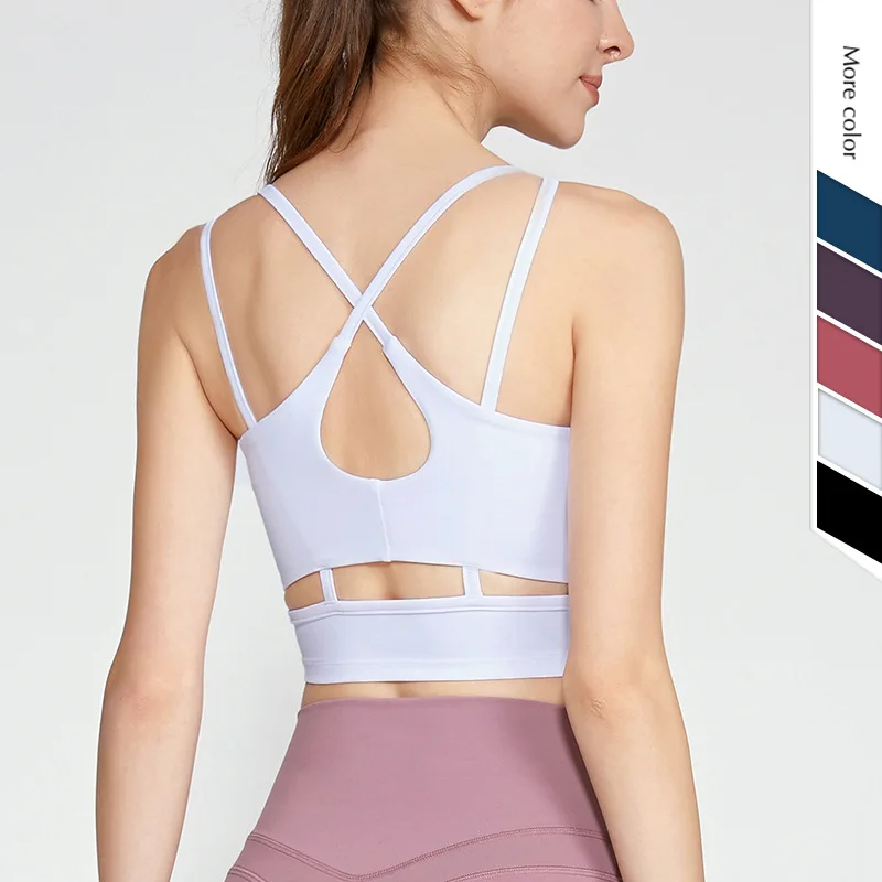 Soutien-gorge de sport respirant à col en U pour femme, dos sans couture, absorbant les chocs, rassemblement, émail de yoga, nouveau