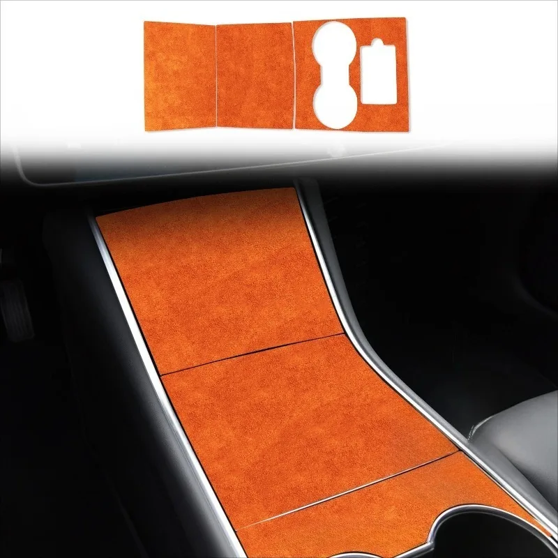 For  Model 3 2017-2020 Car Suede Gear Shift Panel Decoration Sticker Interior Modification Protective Auto Accessories Part