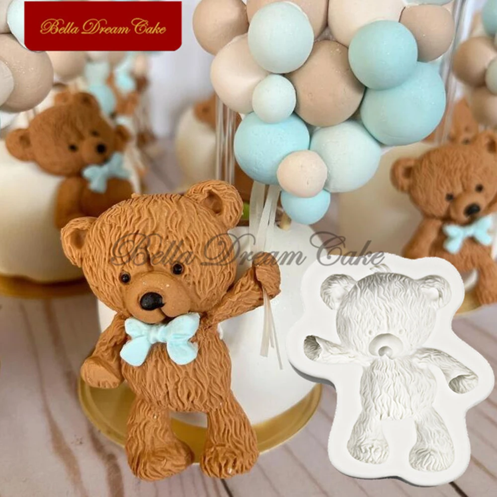 3D Fuzzy Bear Design Silicone Mold Fondant Chocolate Mould DIY Clay Model Cake Decorating Tools Kitchen Accessories Bakeware