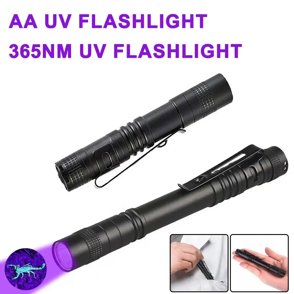 미네랄 감지 화폐 검증을 위한 프리미엄 365nm UV 손전등 펜 클립 J7G7이 포함된 애완 동물 얼룩 검사 미니 휴대용