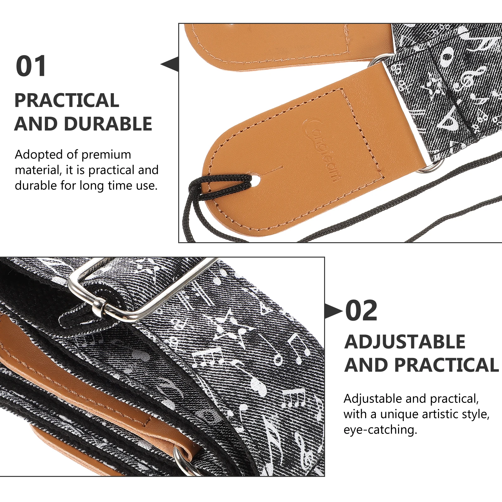 

Guitar Strap Adjustable Durable Ends Comfortable Soft Webbing for Electric Bass Classical Ukulele Banjo Performance