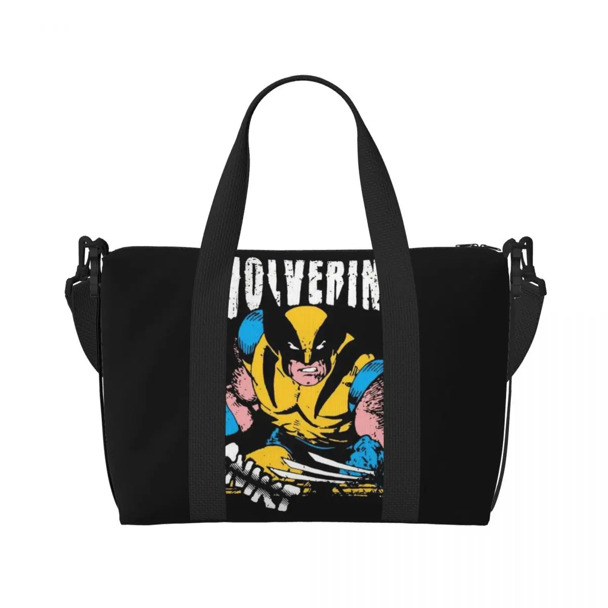 Custom Wolverine Cartoon Tote Bag Women Large Capacity Gym Beach Shoulder Travel Bag