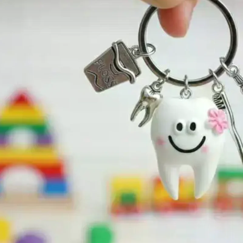 Charming Tooth Keyring with Floss and Toothpaste Charms Ideal Dentist Gift