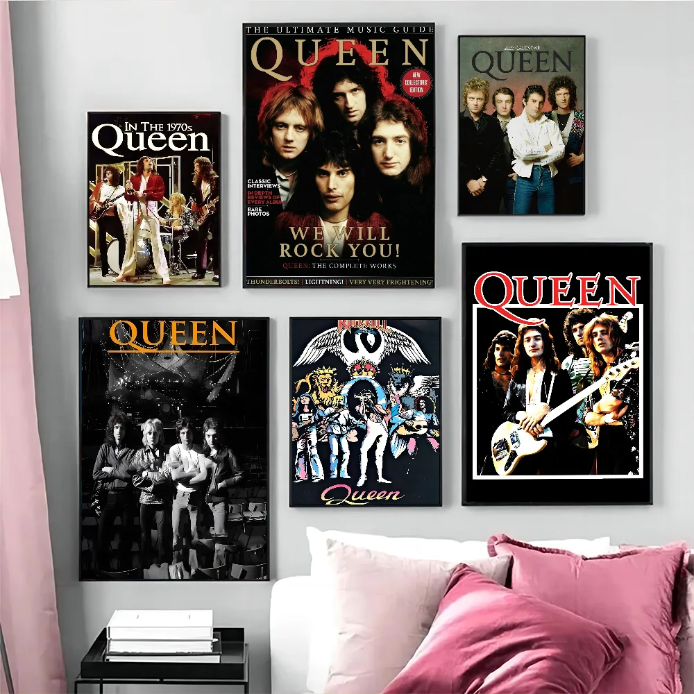 Queen Band Music Kraft Poster Self-adhesive Art Poster Whitepaper Prints Posters Artwork Home Decor