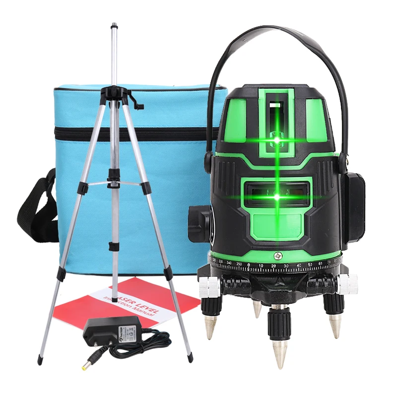 

Laser Level With Tripod Li-ion Battery 2/3/5 Green Vertical Horizontal Self-Leveling Rotary Cross Line Lasers Measuring Tools