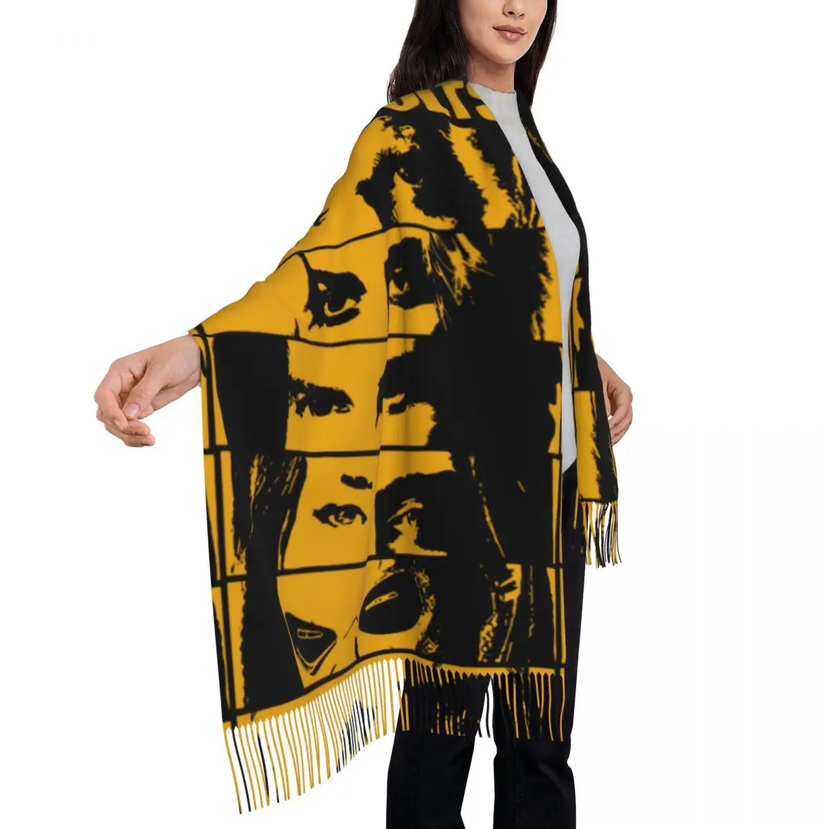 السيدات مخصصة كبيرة الرجعية نمط من Thunderbolt برنامج تلفزيوني الأوشحة النساء شتاء خريف سميكة الدافئة شرابة شال يلتف وشاح