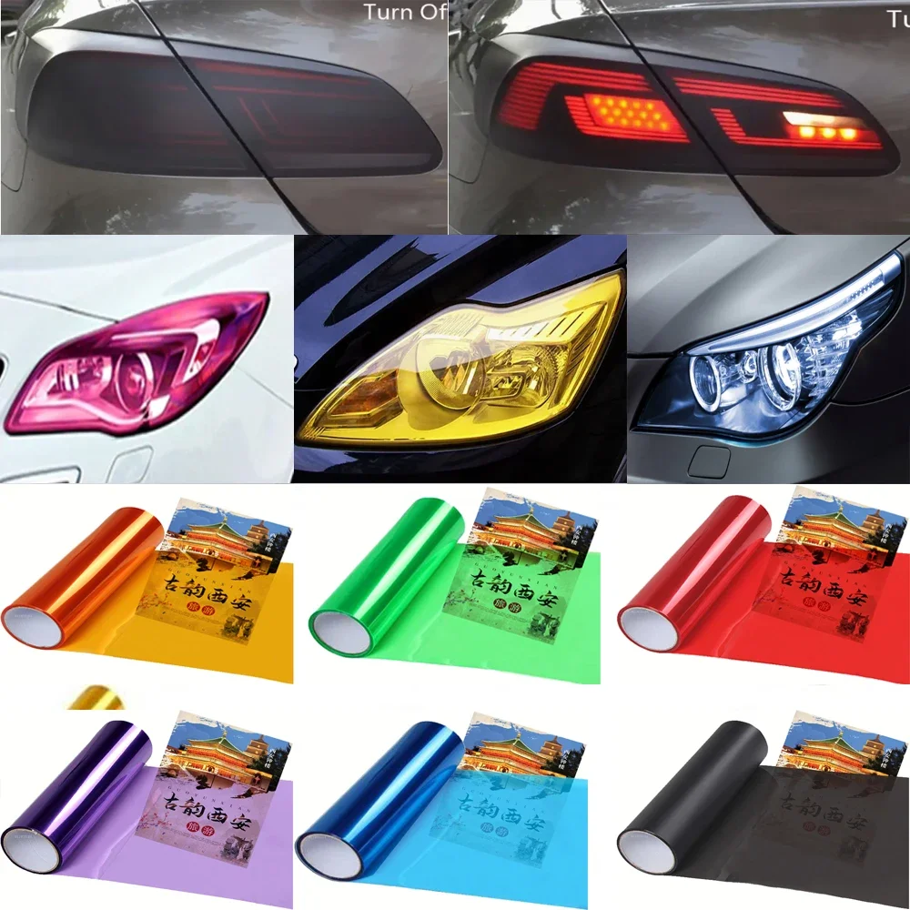 PVC Car Headlight Lamp Film Fog Lamp Sticker Car Headlight Tailing Moulding Foil Self-Adhesive Car Accessories